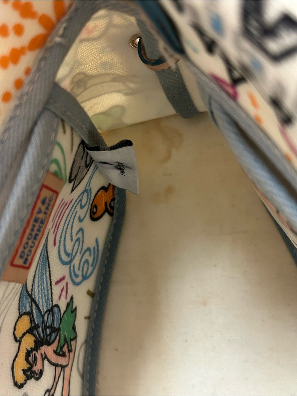 Dooney & Bourke White Disney Sketch Satchel with Multicolor Accents - Picture 6 of 9